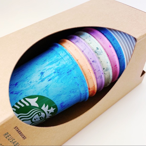 New Starbucks Hot Reusable Cups Set of 6 With Lids - Picture 3 of 8